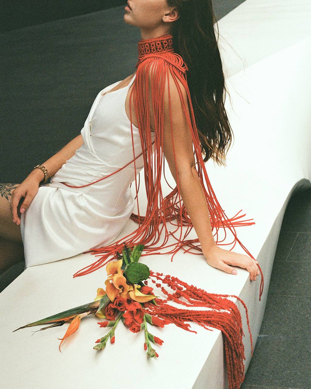 Tropical Wedding Bouquet with Strelitzia and Callas