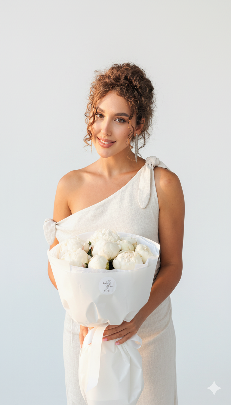 9 пионов премиум класса "Duchesse de Nemours"