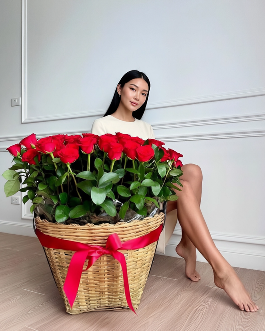 101 roses in the basket