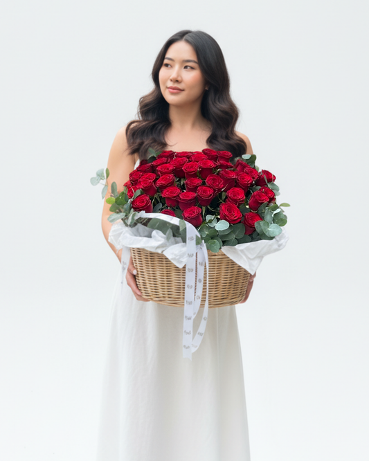 Basket with 45 rose