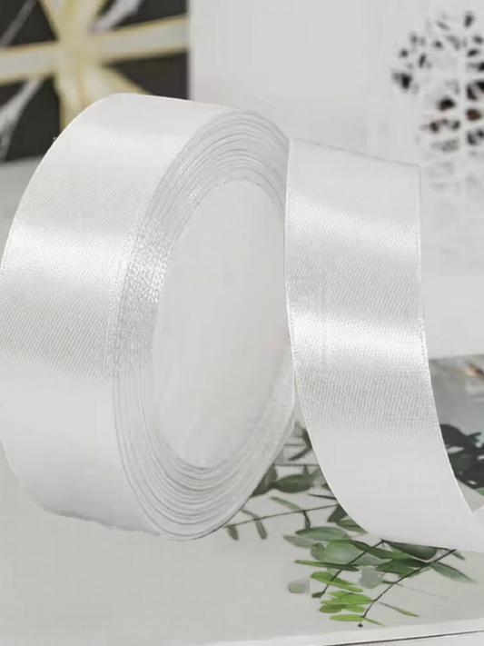 Satin Ribbon (Width 2,5 cm, Length 25 yards) White