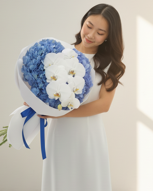 Hydrangea with orchid