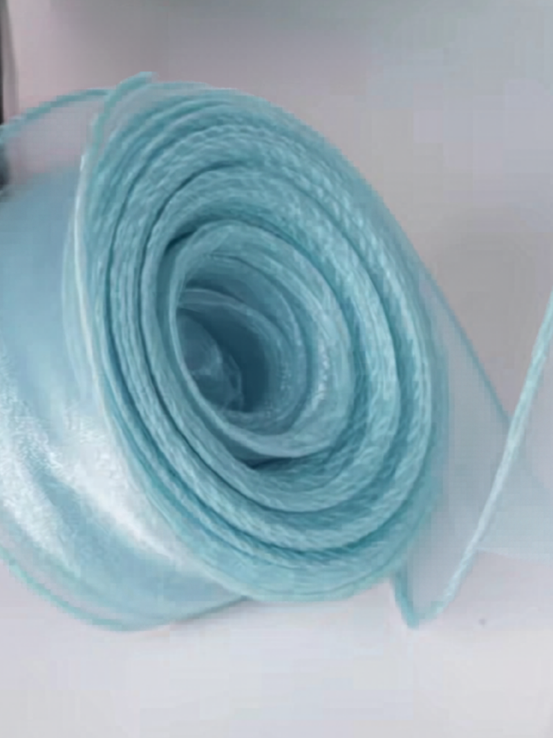 ริบบิ้นผ้าโปร่ง (10 หลา) สีน้ำเงิน