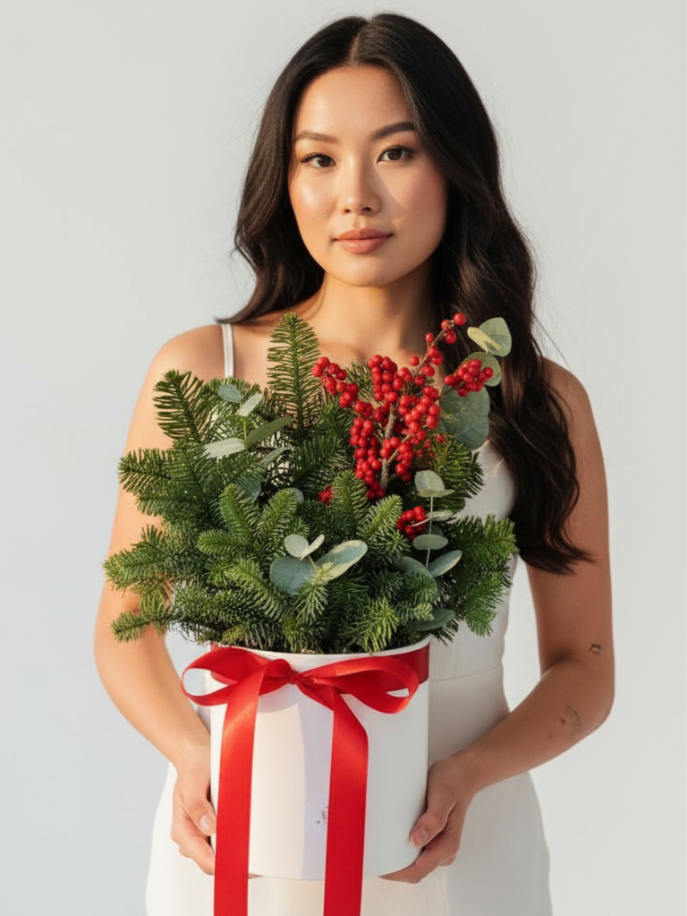 Коробка с аптечными цветами и ягодами