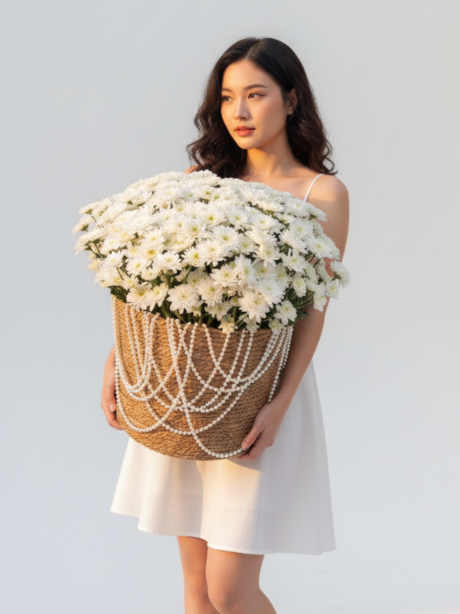 Basket with chrysanthemum