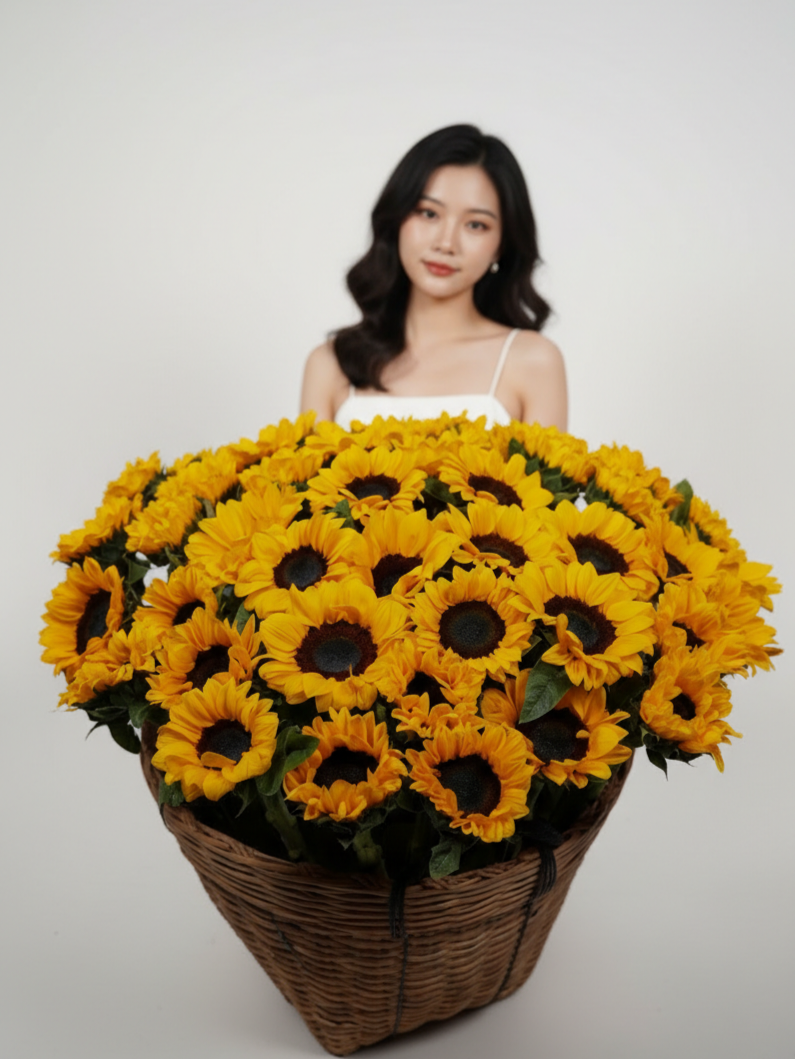 51 sunflower in basket
