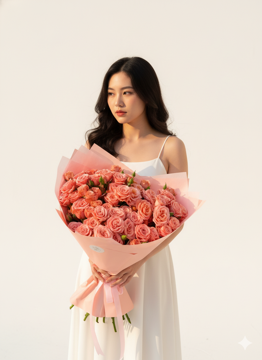 Кустовая розовая роза