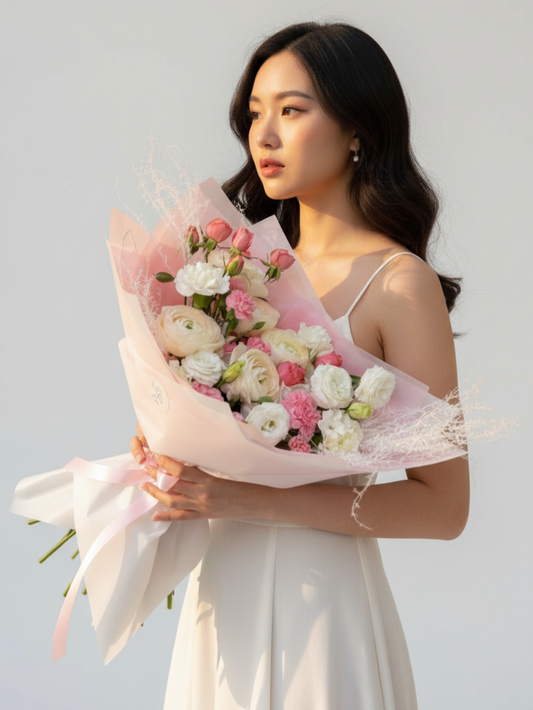 Mixed bouquet with ranunculus. Size M