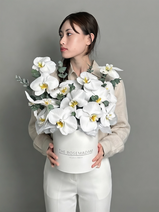 Composition of orchids in the box