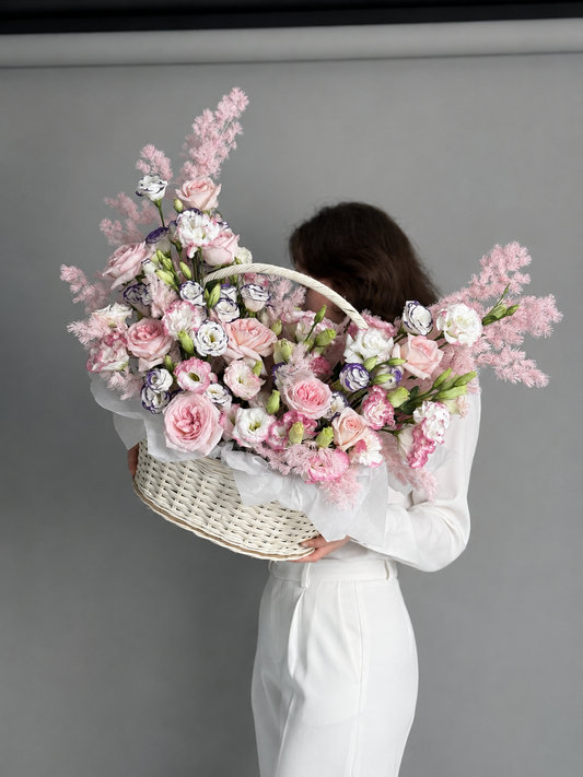 Pink composition in basket