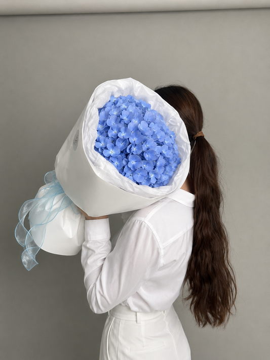 Bouquet with blue hydrangea