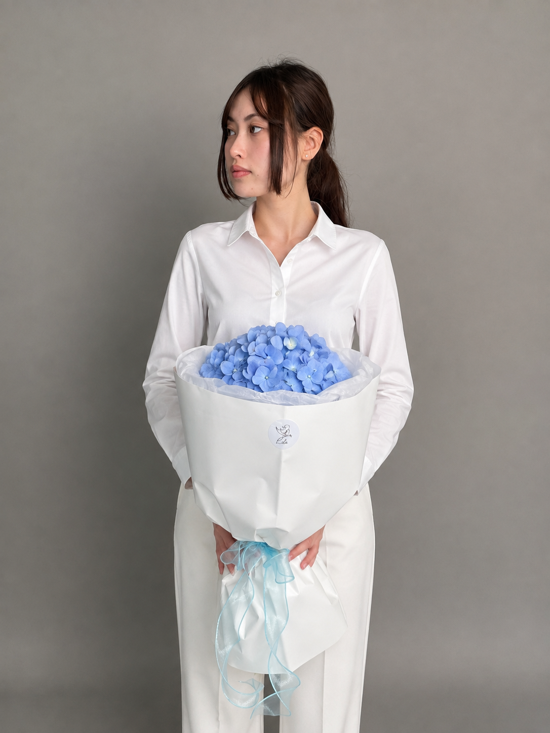 Bouquet with blue hydrangea