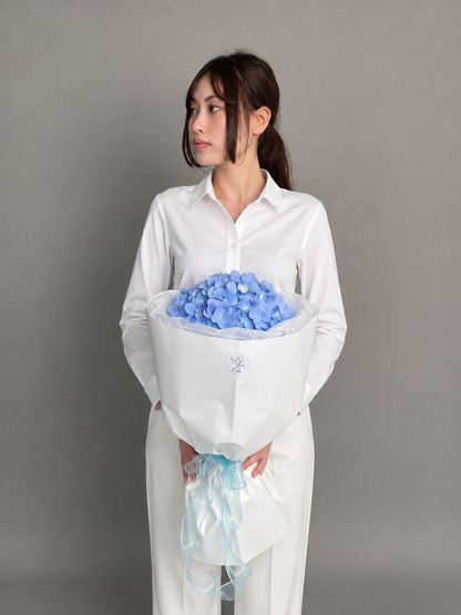 Bouquet with blue hydrangea