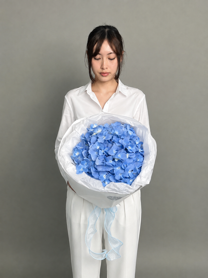 Bouquet with blue hydrangea