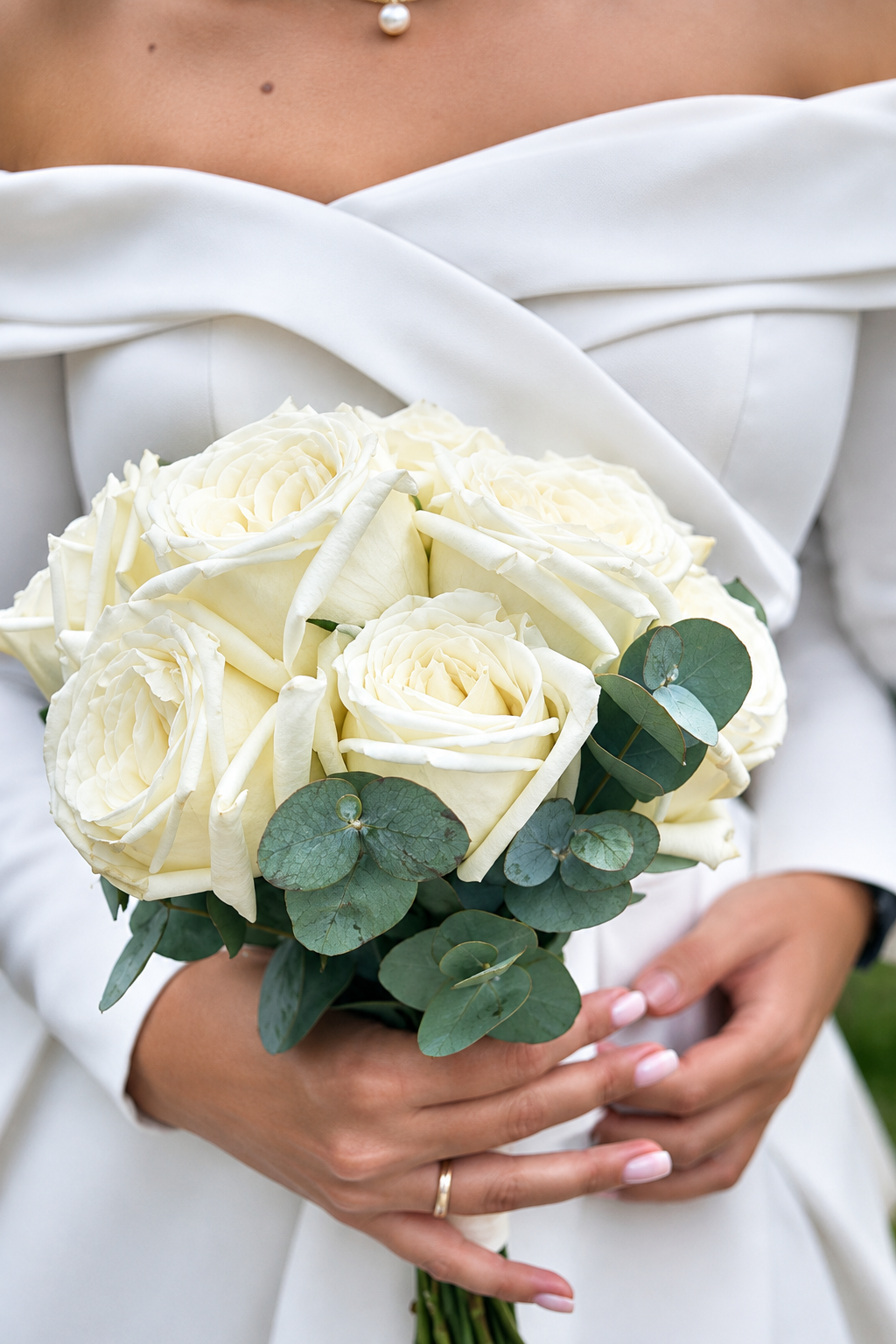 Wedding bouquet with white rose