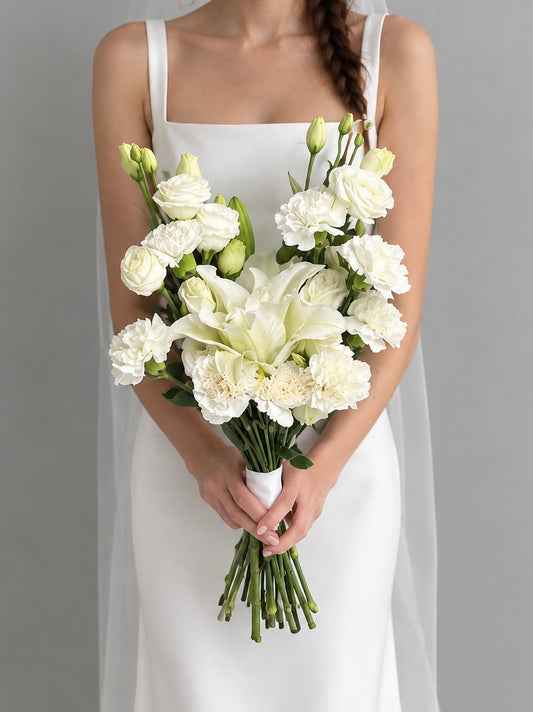 Peony Lily and Lisianthus Wedding Bouquet