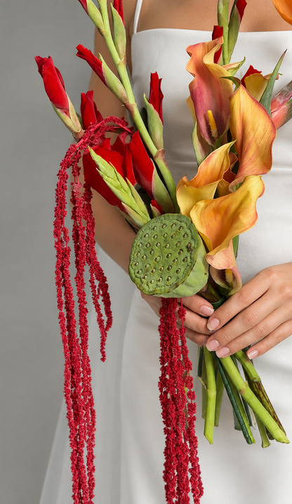 Tropical Wedding Bouquet with Strelitzia and Callas