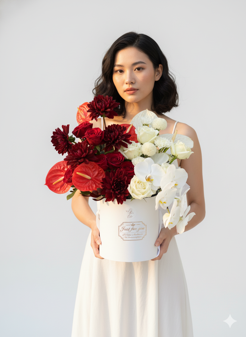 Composition with anthurium and orchid