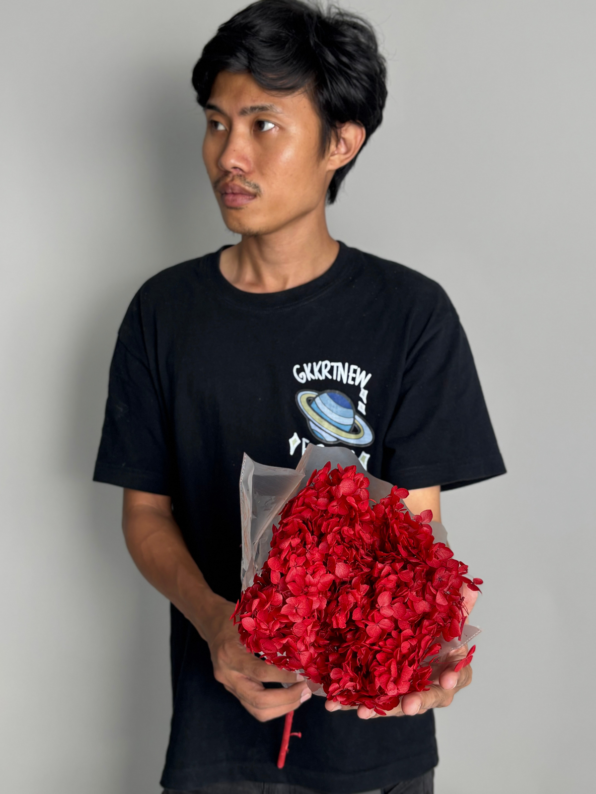 Red hydrangea. Preserved flower
